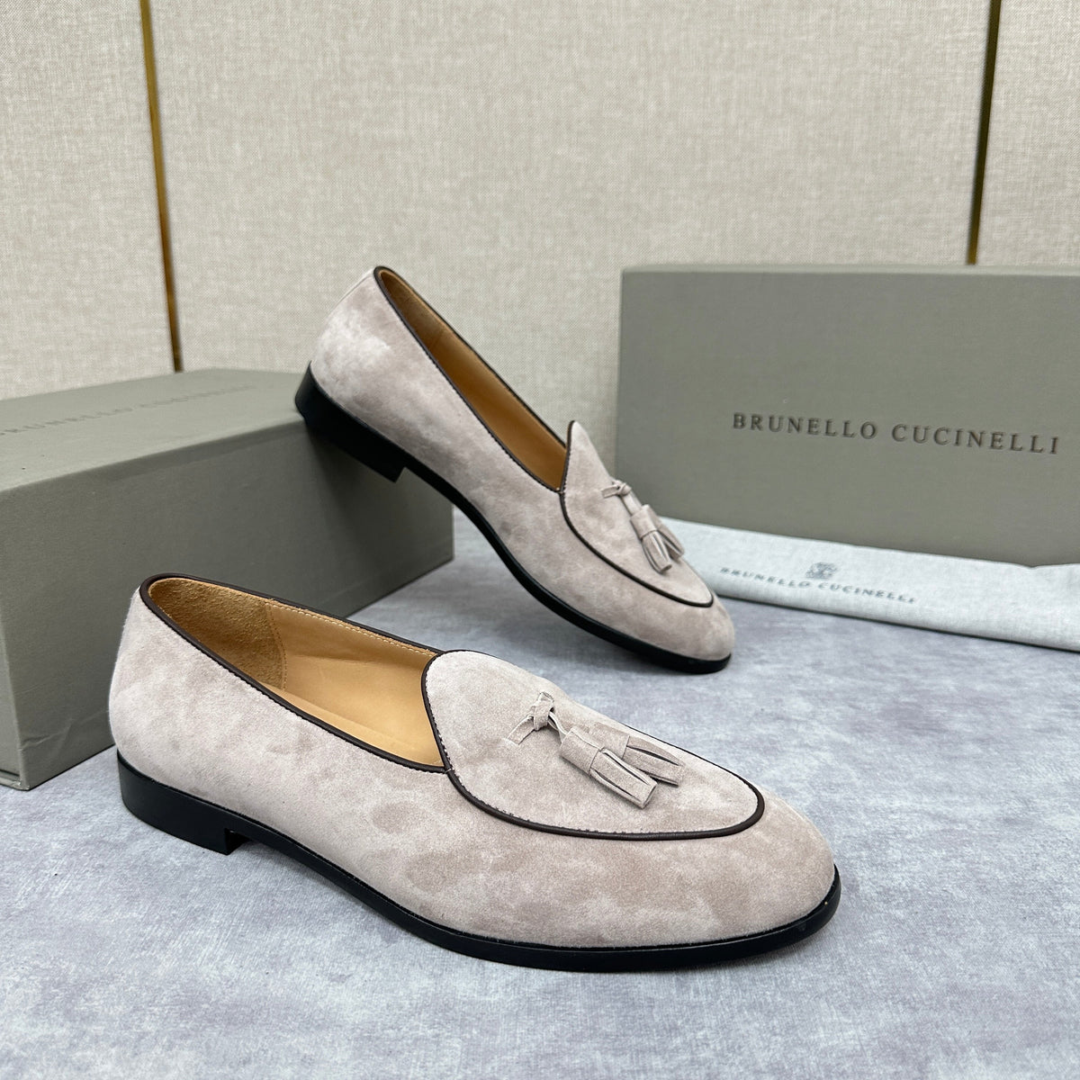 Grey Suede Tassel Loafer - Men's