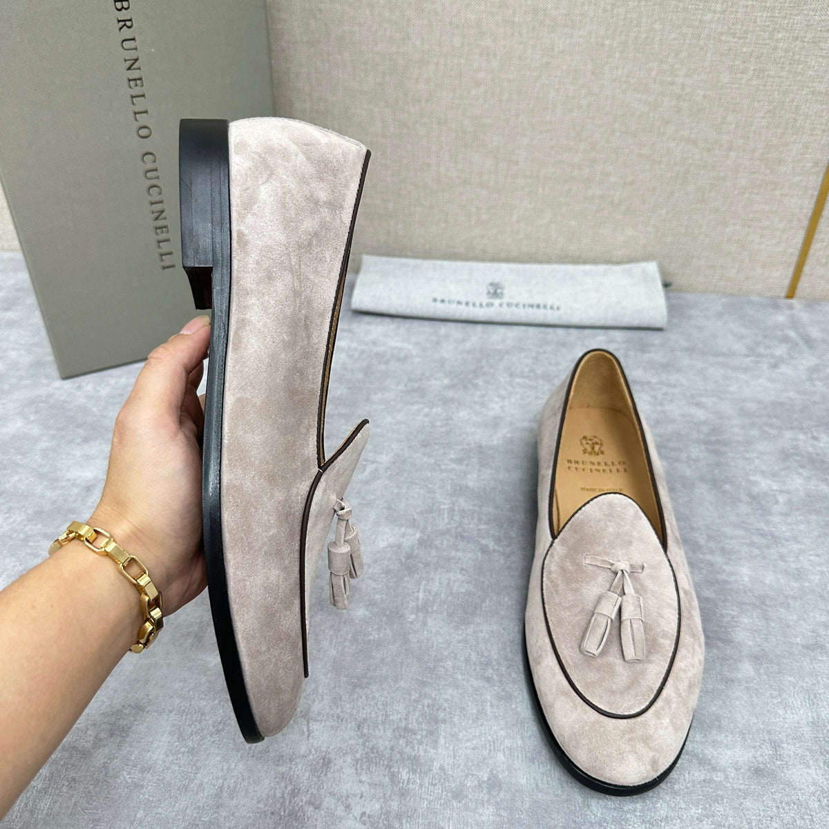 Grey Suede Tassel Loafer - Men's