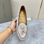 Grey Suede Tassel Loafer - Men's