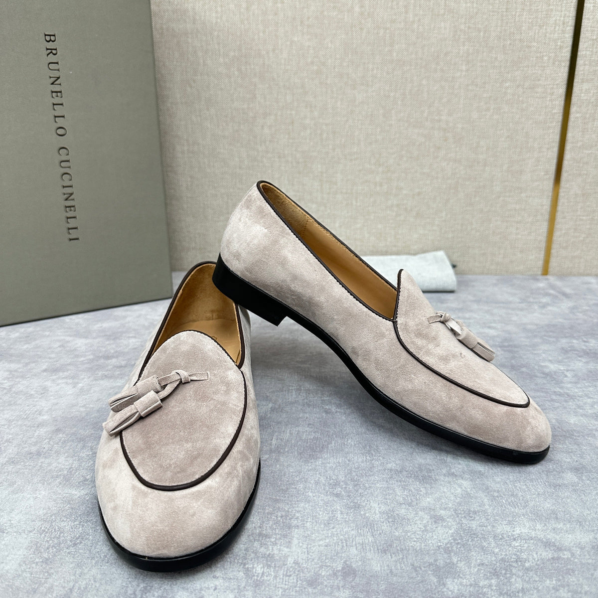 Grey Suede Tassel Loafer - Men's