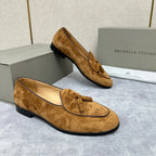 Grey Suede Tassel Loafer - Men's