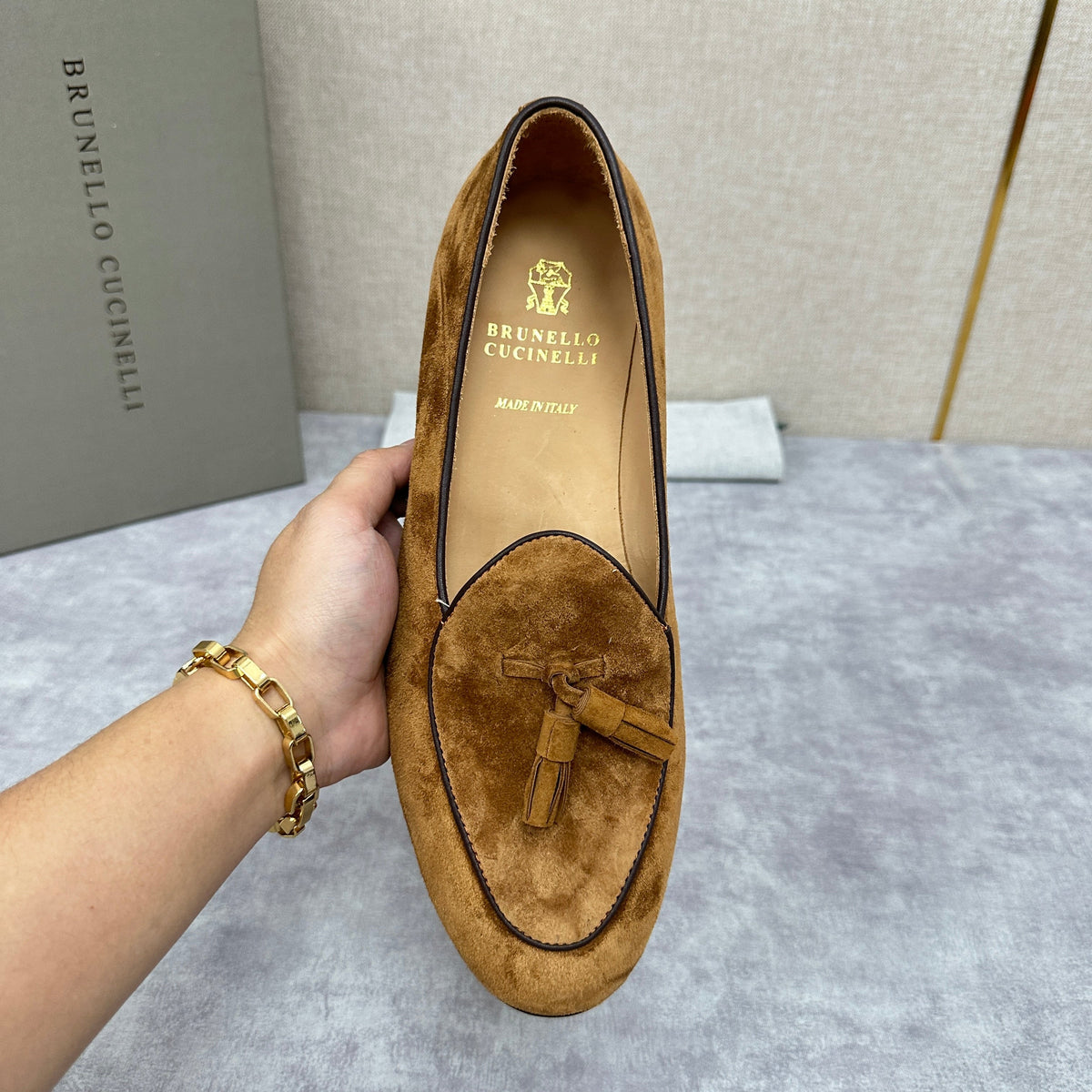 Grey Suede Tassel Loafer - Men's