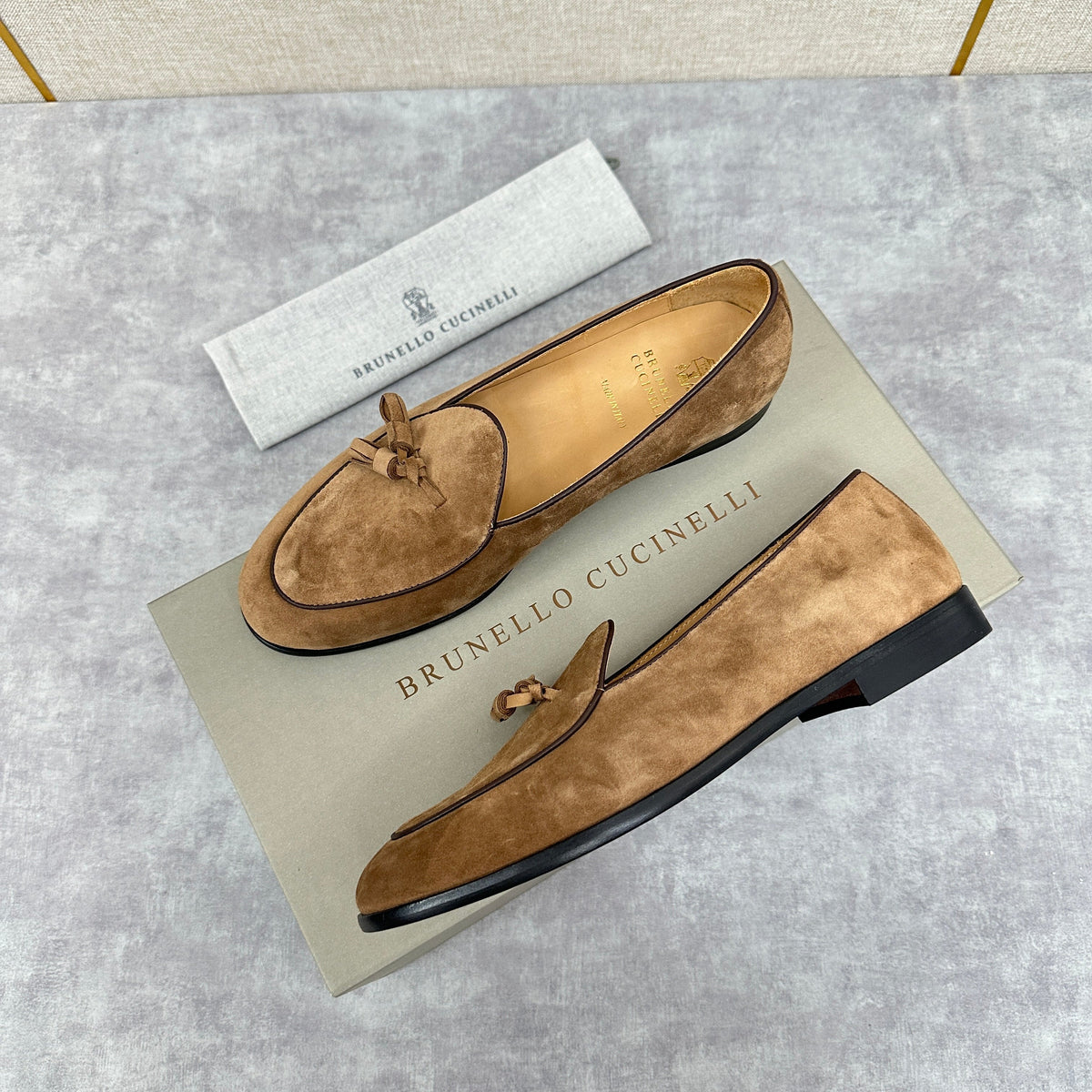 Beige Suede Tassel Loafer - Men's