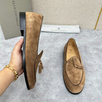 Beige Suede Tassel Loafer - Men's