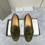 Grey Suede Tassel Loafer - Men's
