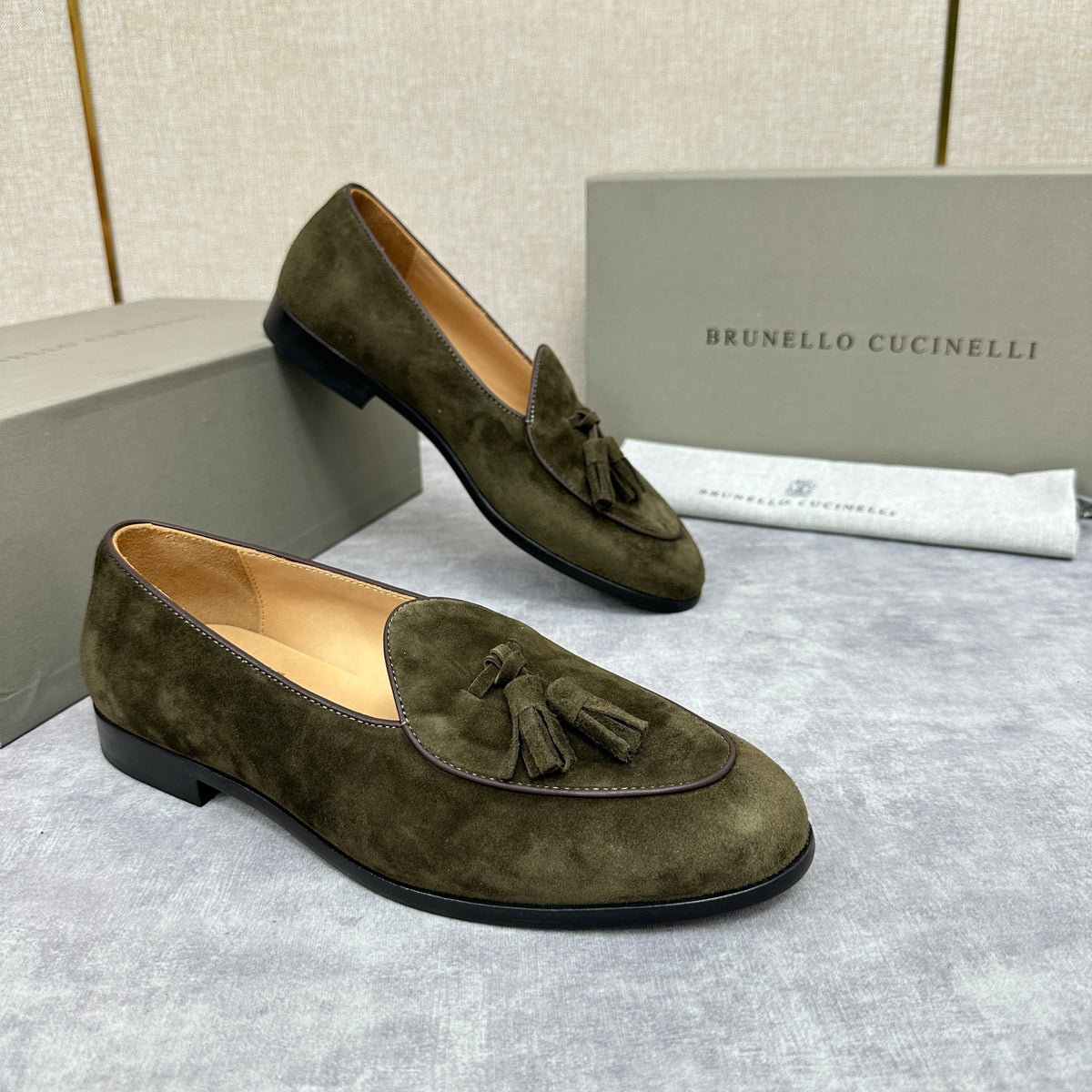 Grey Suede Tassel Loafer - Men's
