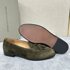 Grey Suede Tassel Loafer - Men's