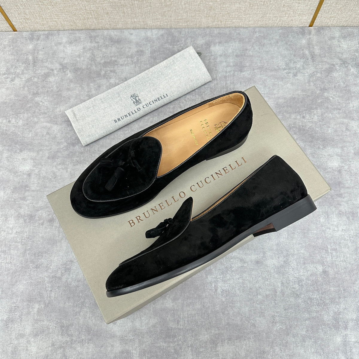 Grey Suede Tassel Loafer - Men's