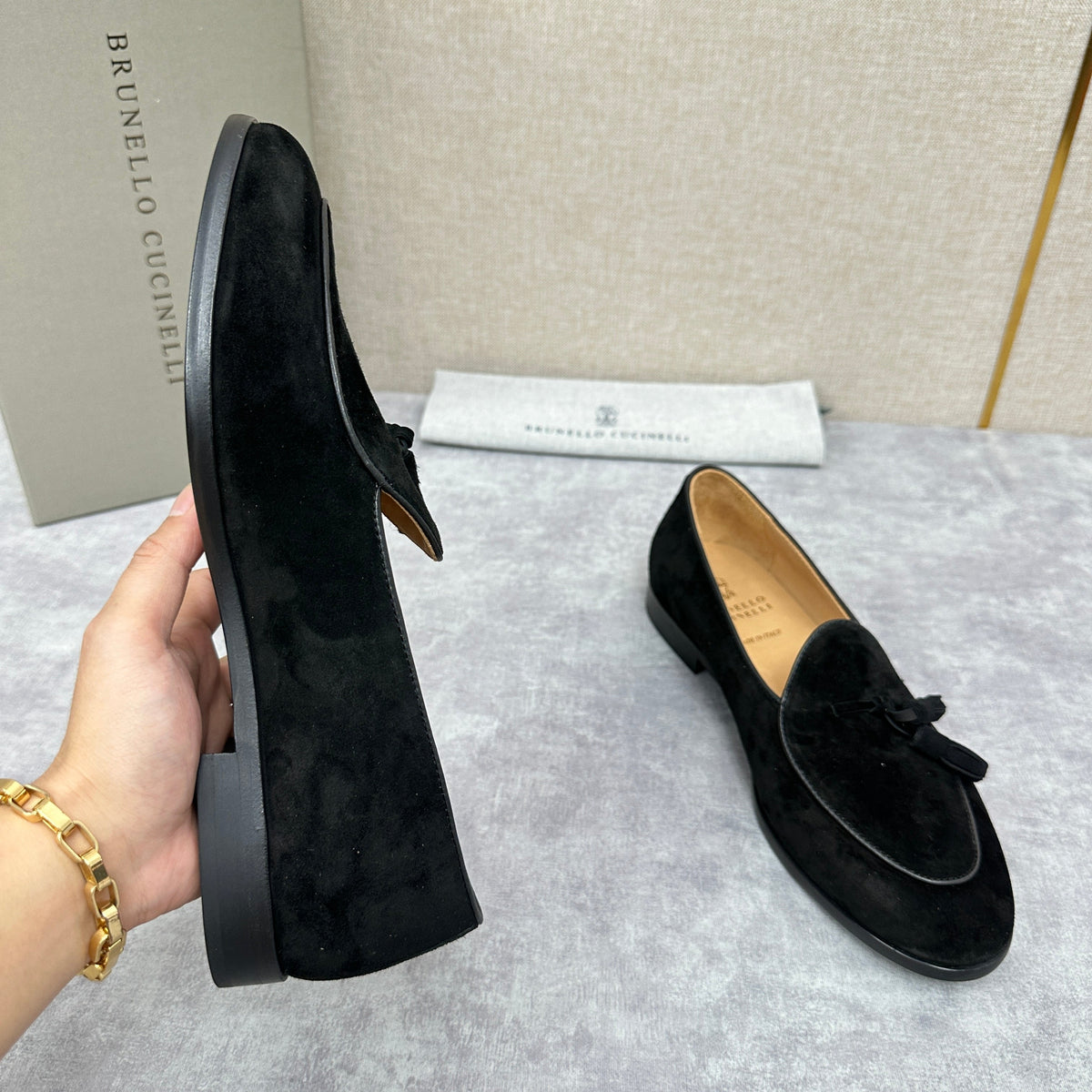 Grey Suede Tassel Loafer - Men's