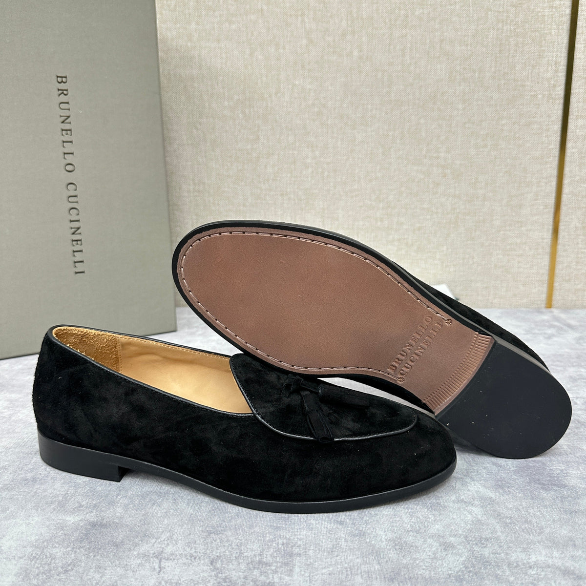 Grey Suede Tassel Loafer - Men's