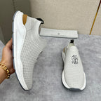 Grey Knit Quilted Sock Runner - Men's