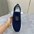 Grey Knit Quilted Sock Runner - Men's