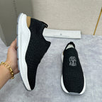 Grey Knit Quilted Sock Runner - Men's