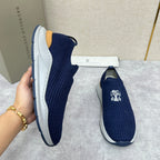 Cream Knit Quilted Sock Runner - Men's
