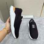 Cream Knit Quilted Sock Runner - Men's