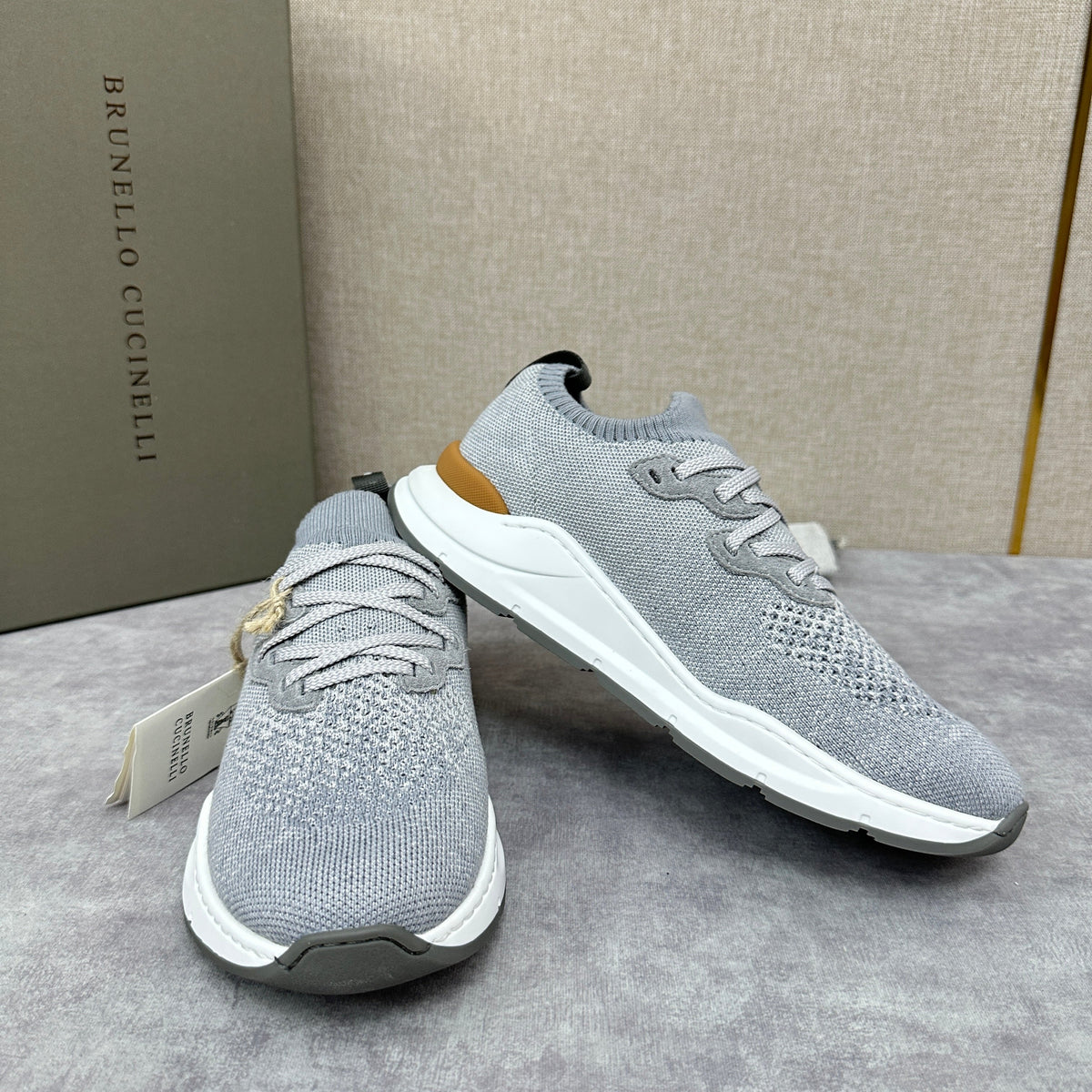 Cream Knit Contrast Sole Runner - Men's