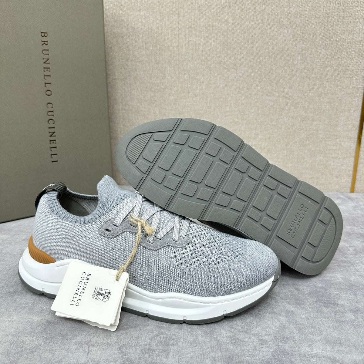 Cream Knit Contrast Sole Runner - Men's