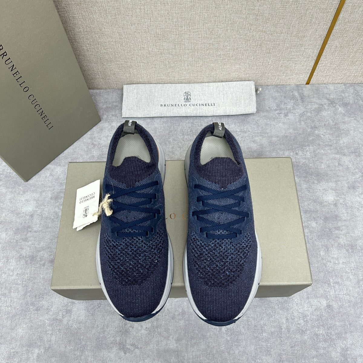 Cream Knit Contrast Sole Runner - Men's