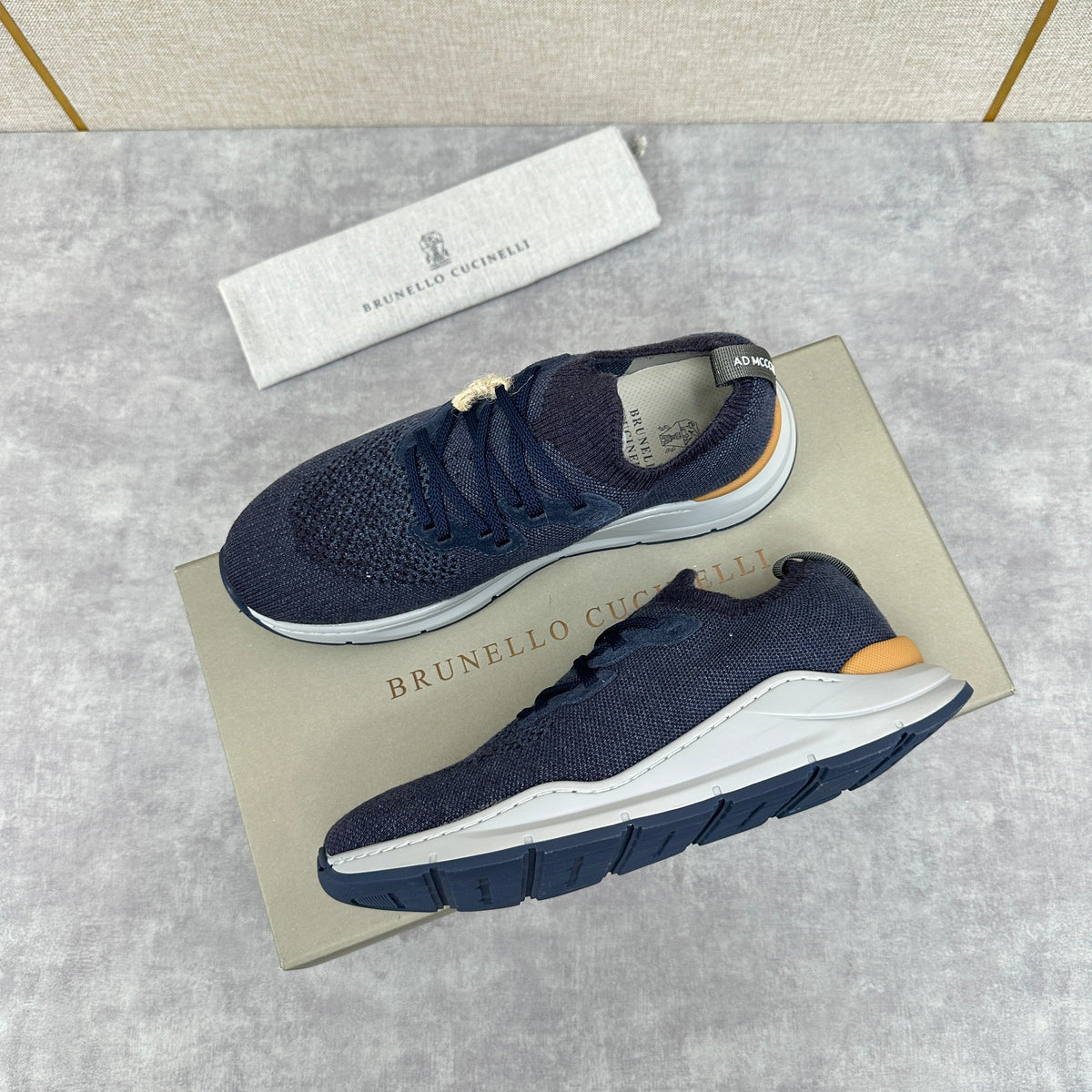 Cream Knit Contrast Sole Runner - Men's
