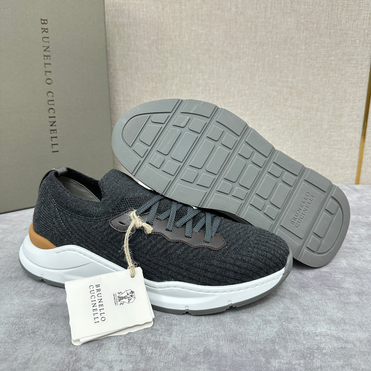 Grey Knit Chunky Sole Runner - Men's