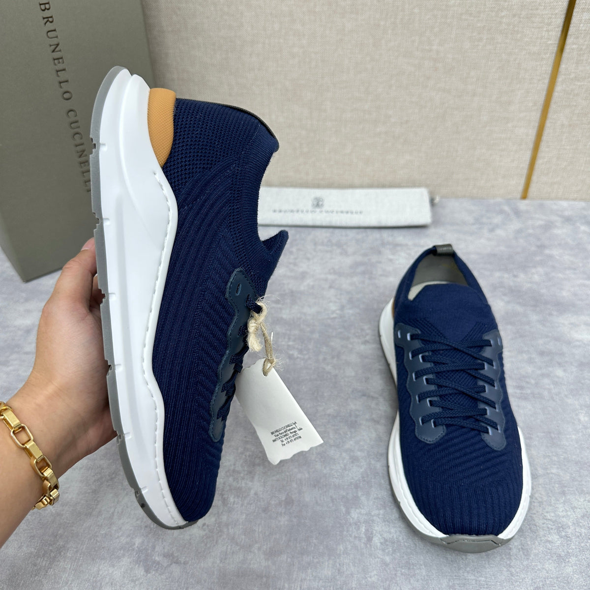 Cream Knit Ribbed Runner - Men's