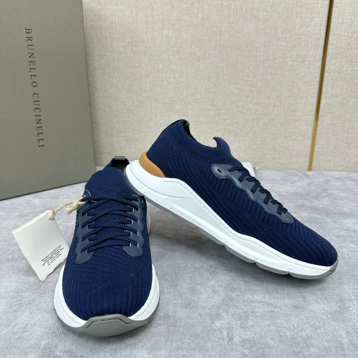 Cream Knit Ribbed Runner - Men's