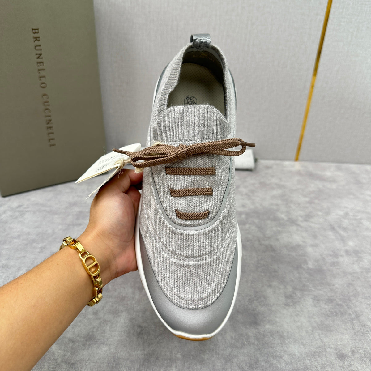 Cream Knit Lug-Sole Runner - Men's