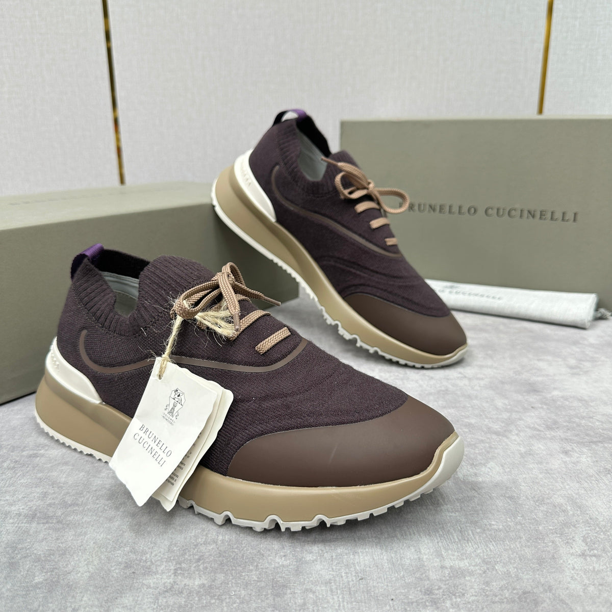Brown Knit Lug-Sole Runner - Men's