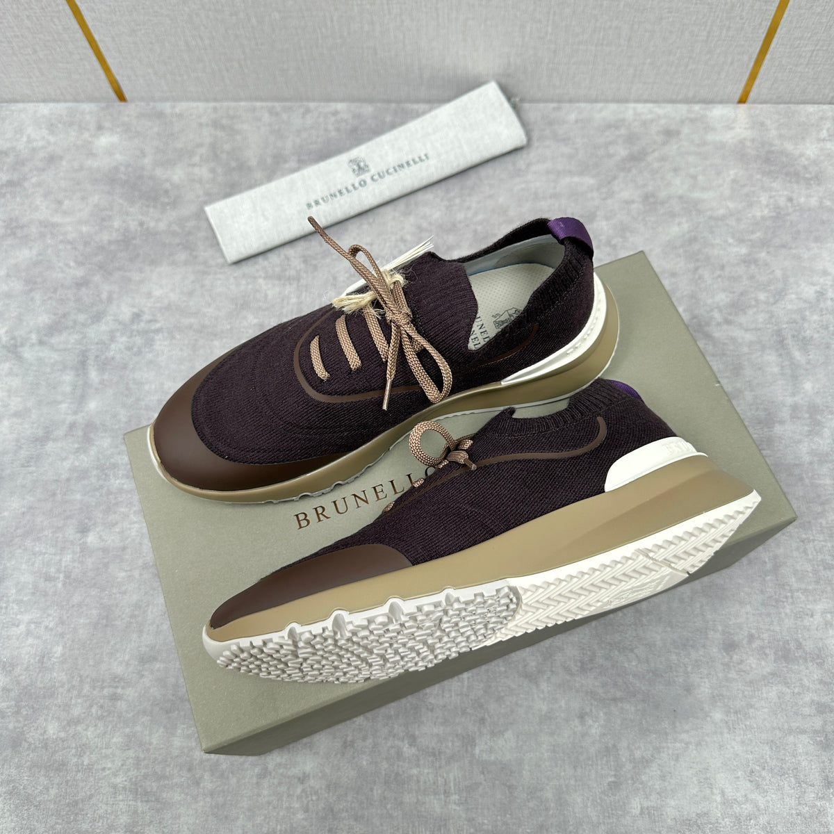 Brown Knit Lug-Sole Runner - Men's