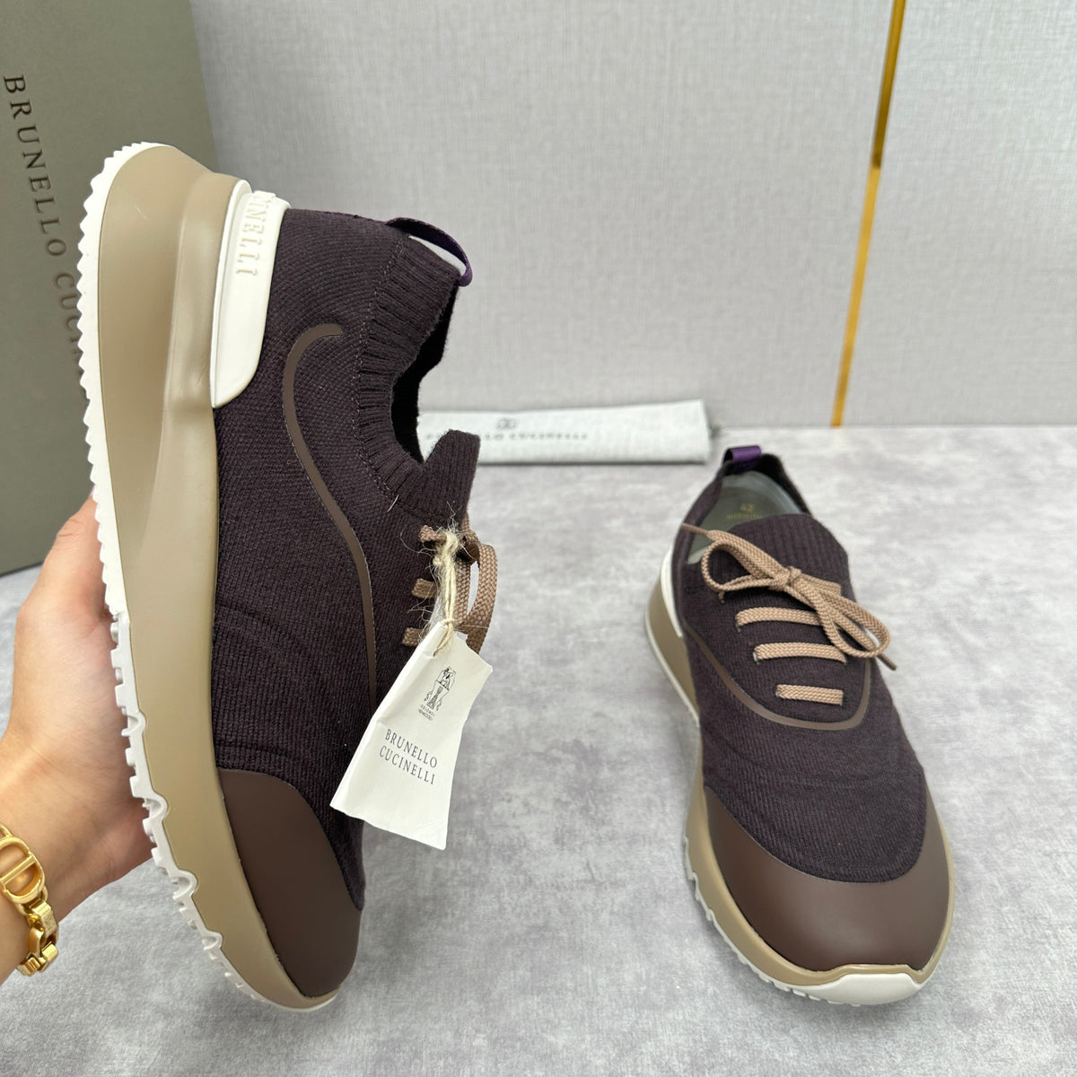 Brown Knit Lug-Sole Runner - Men's
