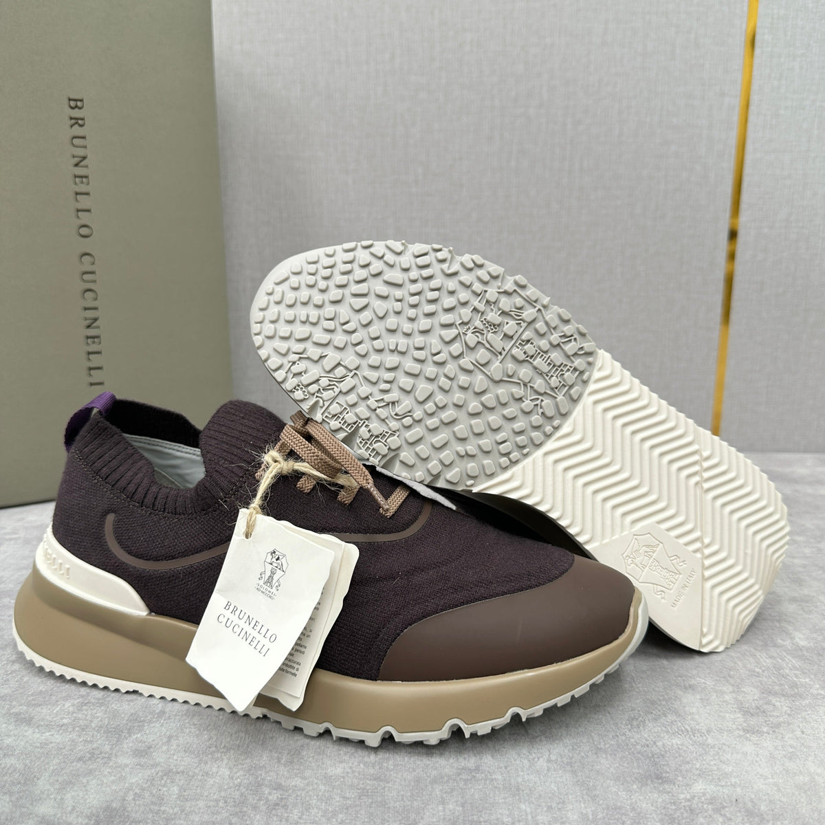 Brown Knit Lug-Sole Runner - Men's