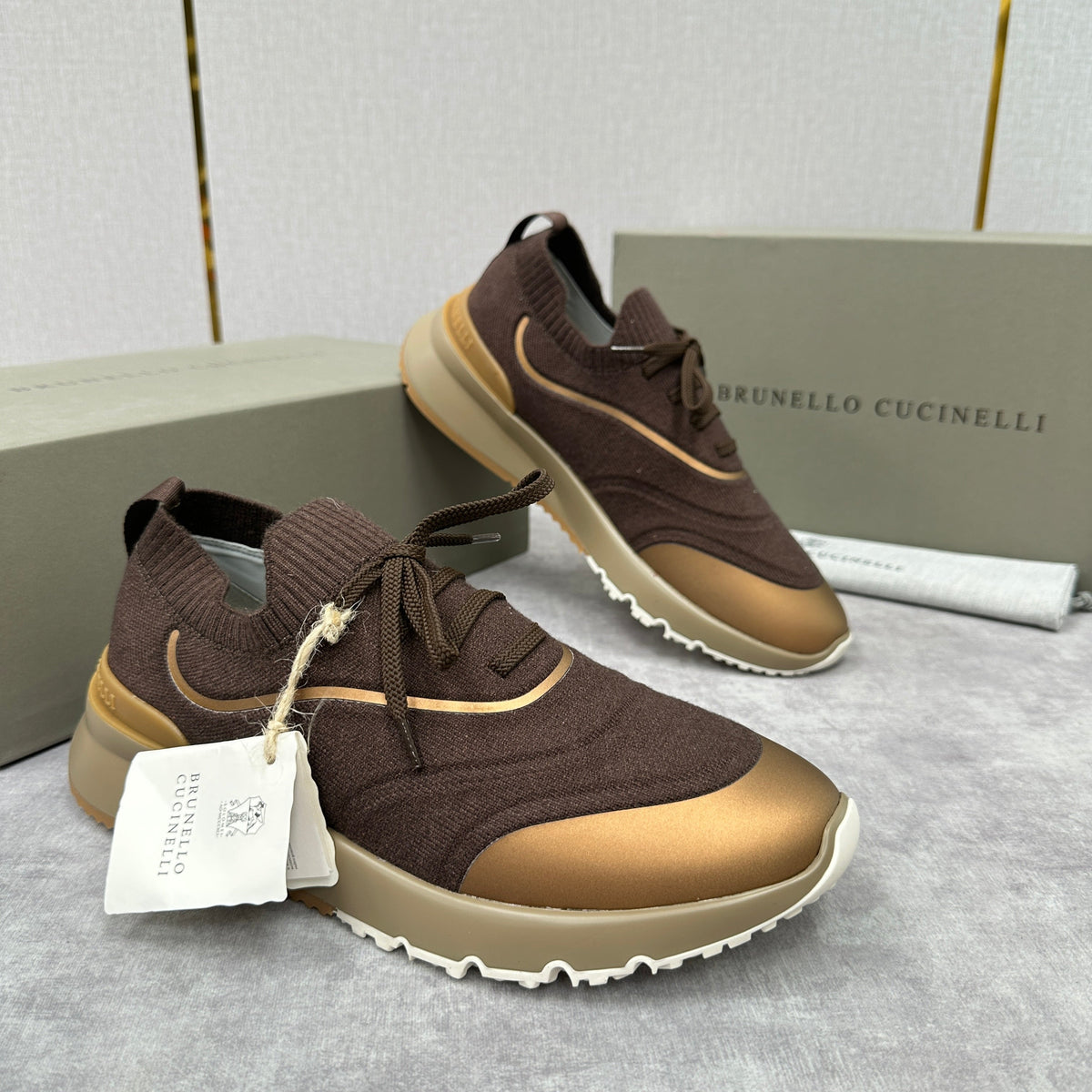 Brown Knit Lug-Sole Runner - Men's