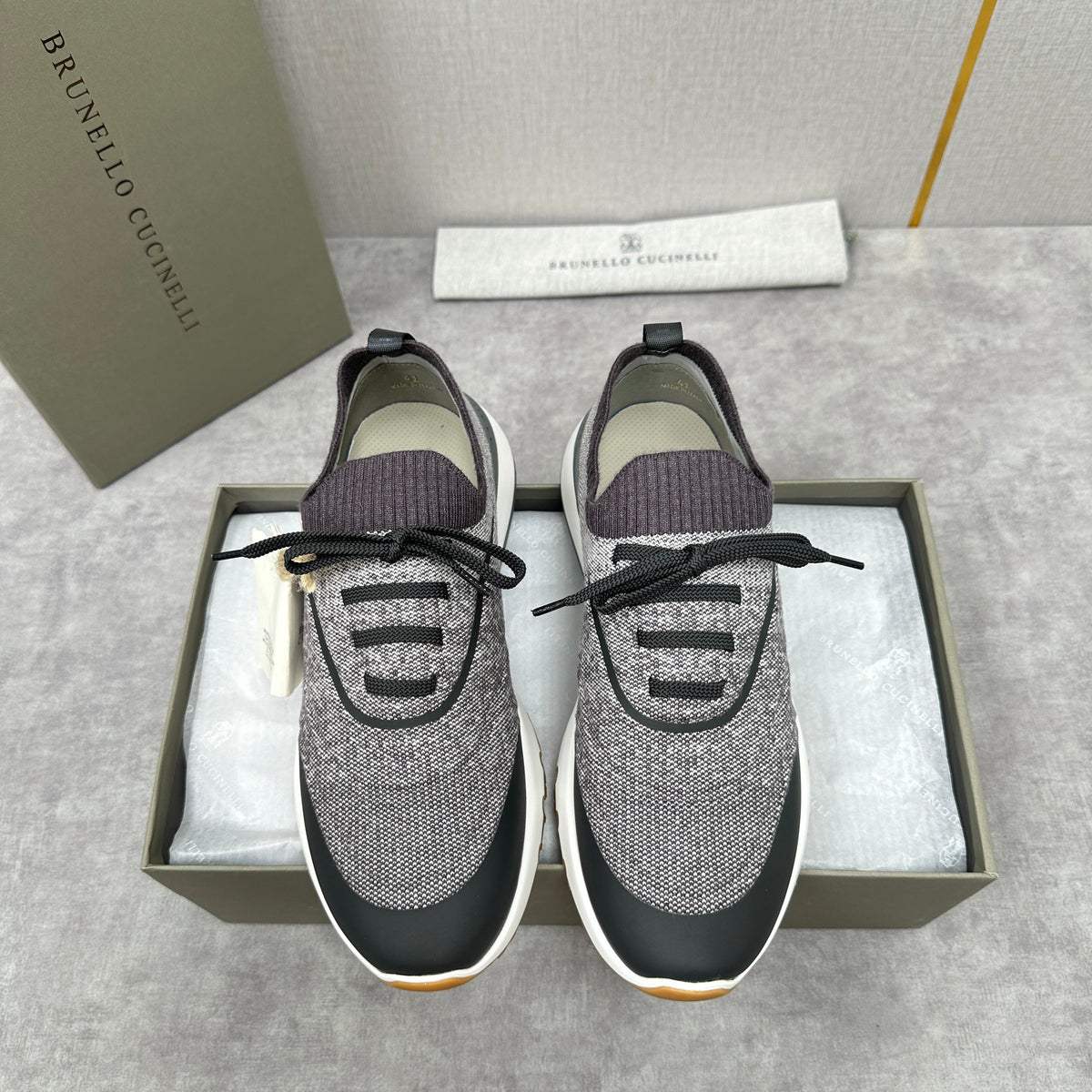 Grey Wool Lug-Sole Runner - Men's