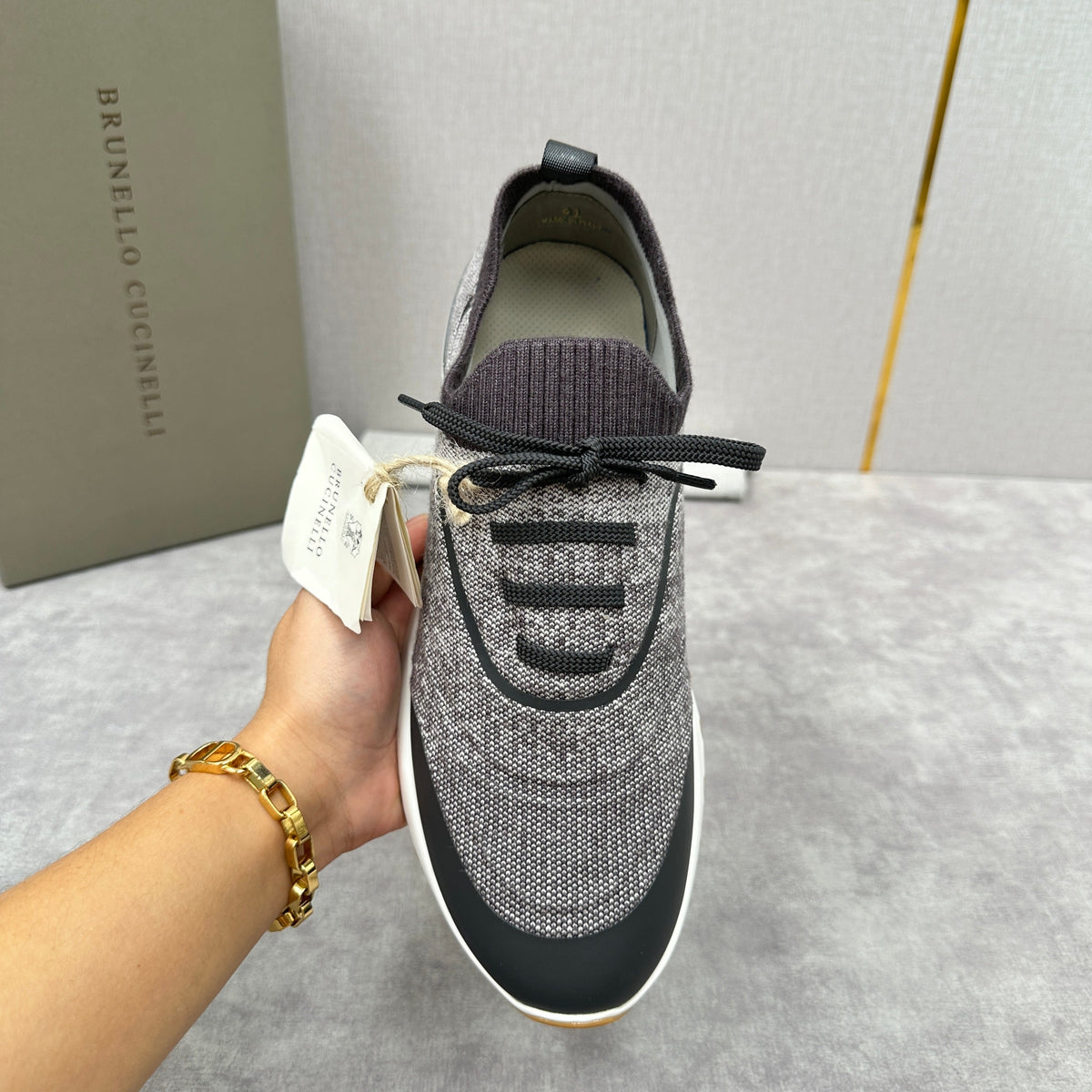 Grey Wool Lug-Sole Runner - Men's