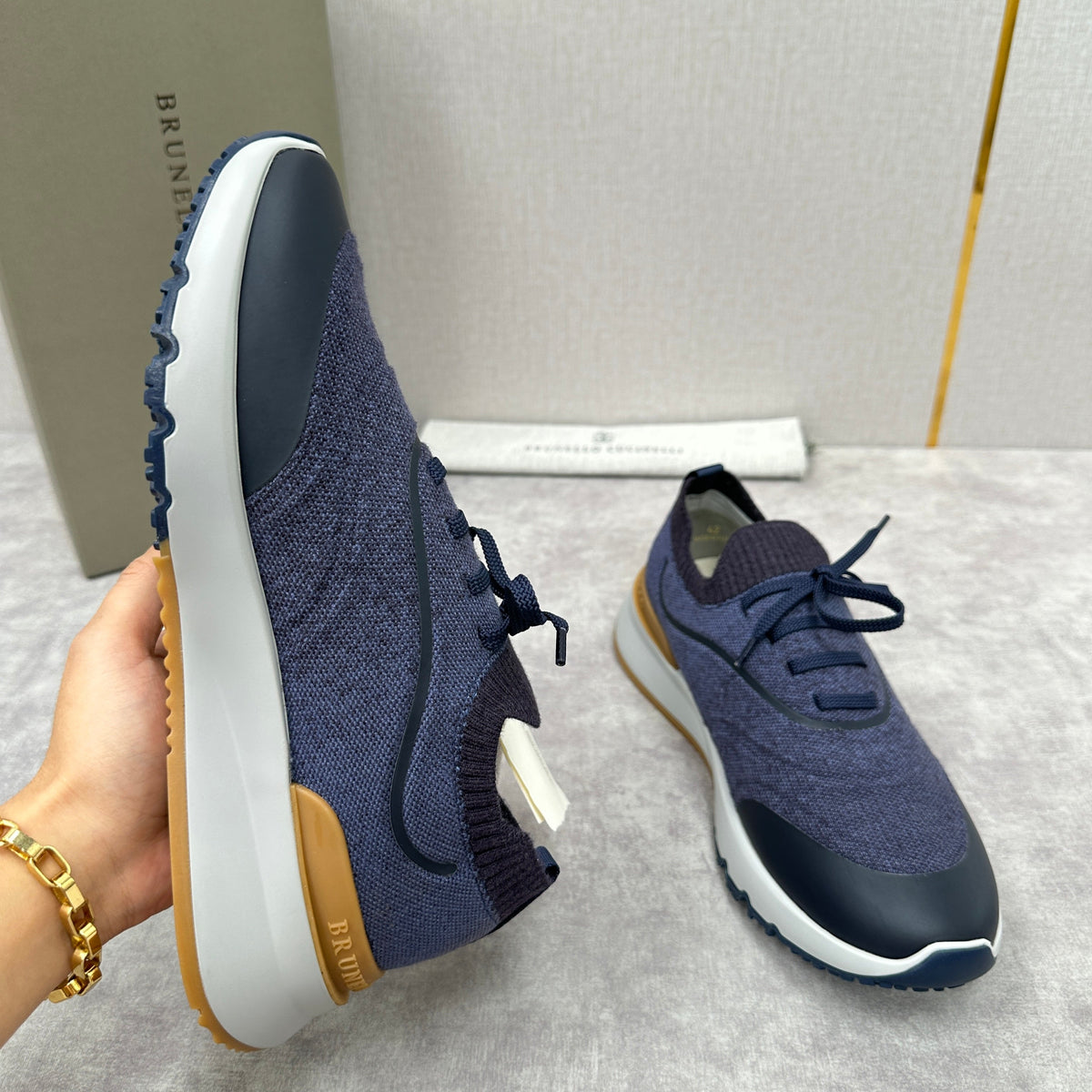 Grey Wool Lug-Sole Runner - Men's