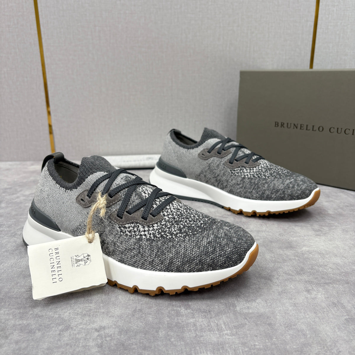 Grey Wool Lug-Sole Runner - Men's