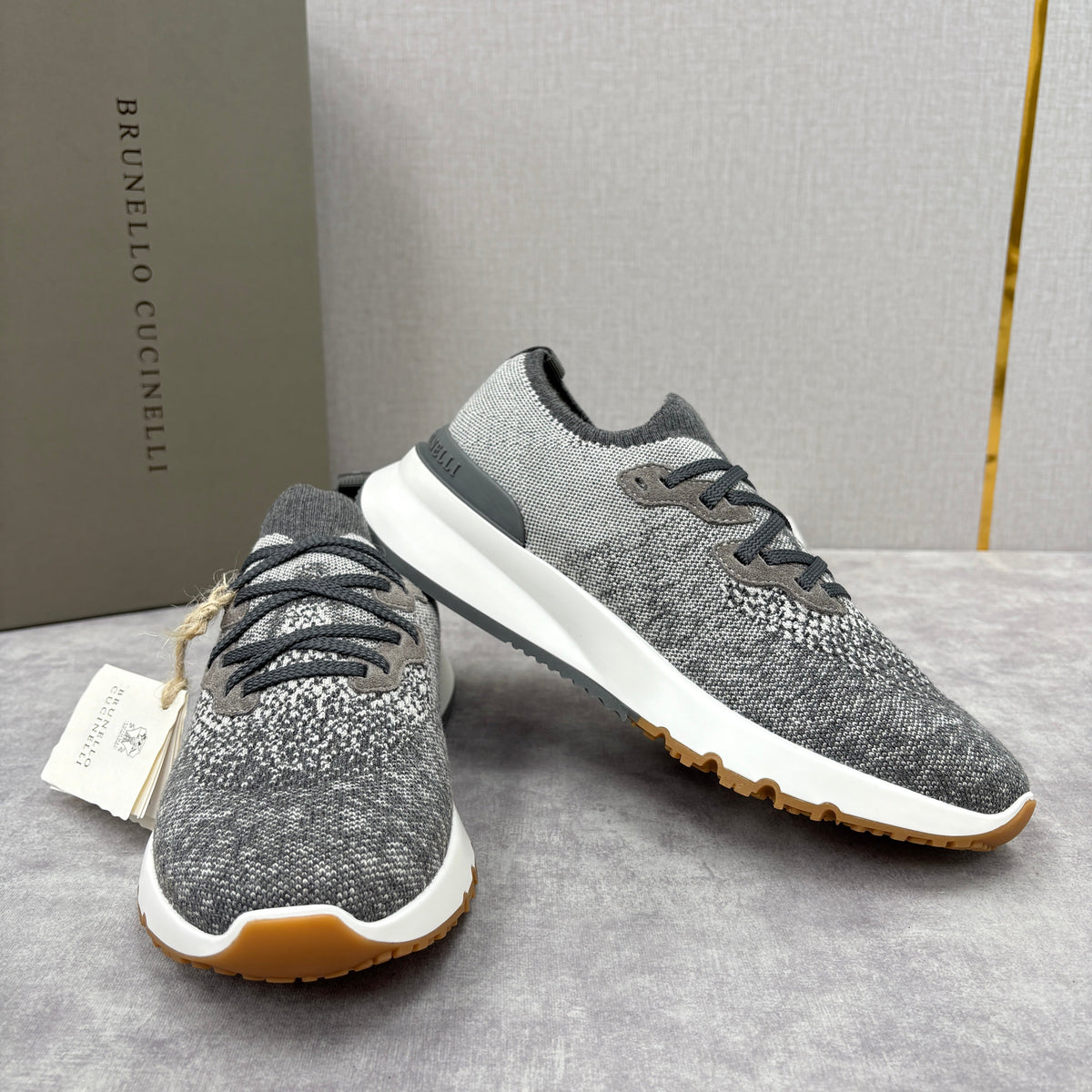Grey Wool Lug-Sole Runner - Men's