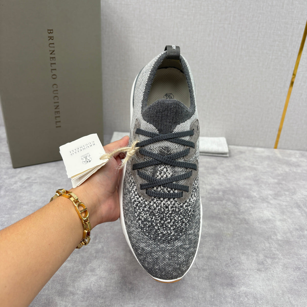 Grey Wool Lug-Sole Runner - Men's