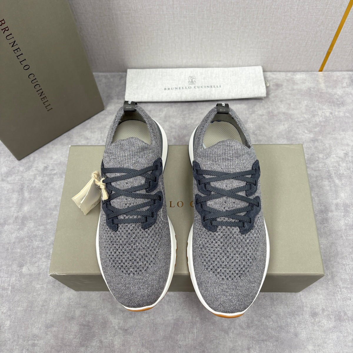 Grey Knit Lug-Sole Runner - Men's