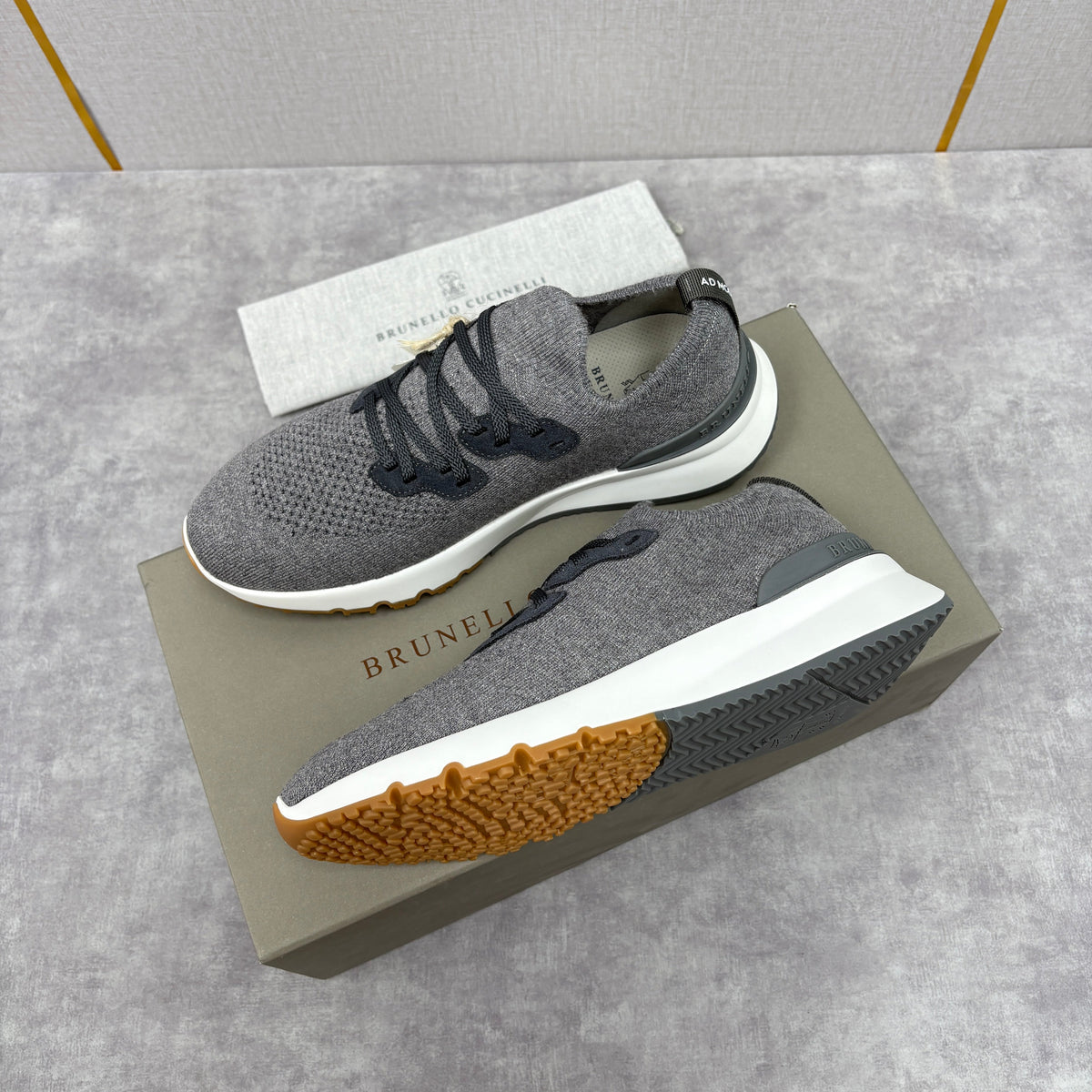 Grey Knit Lug-Sole Runner - Men's