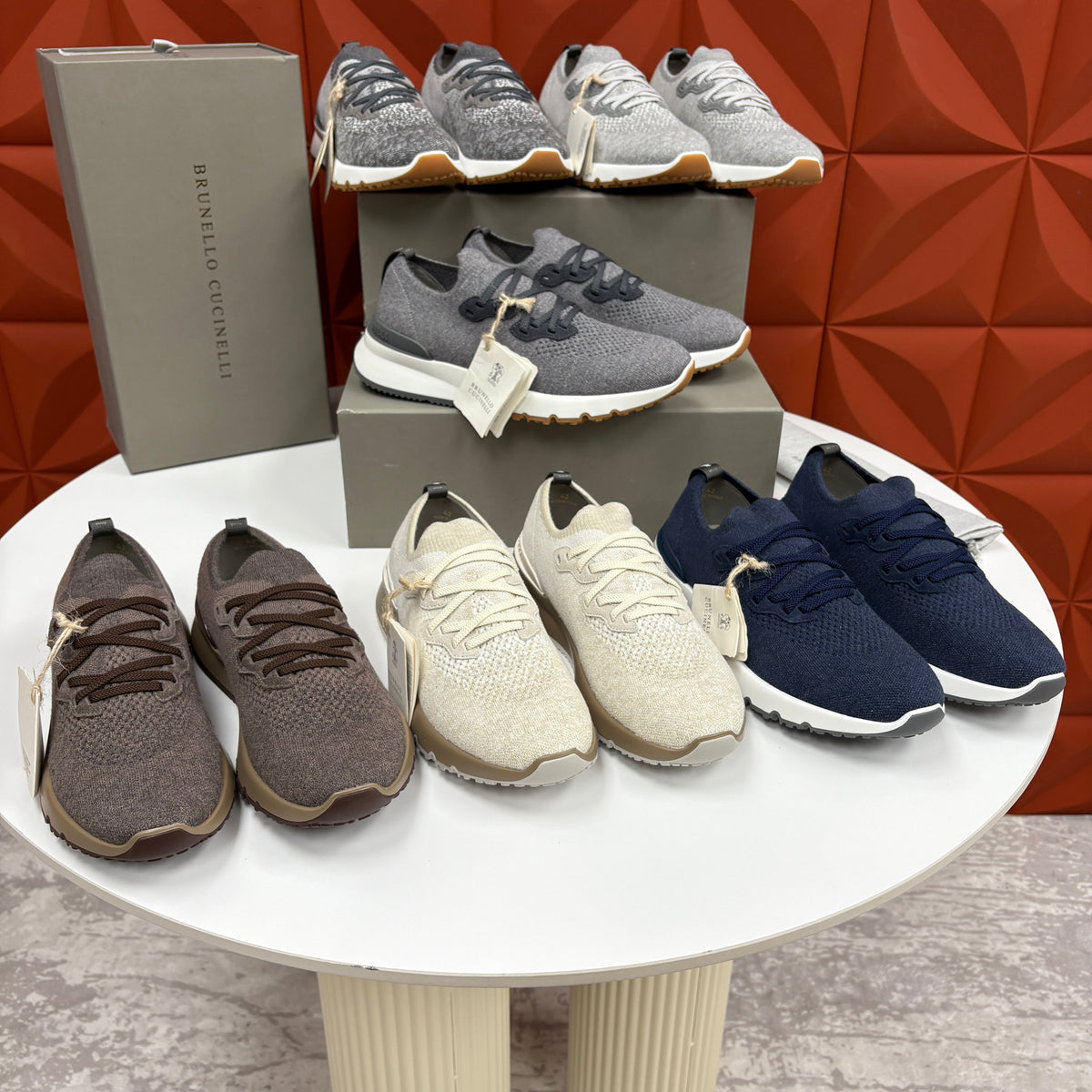 Grey Knit Lug-Sole Runner - Men's