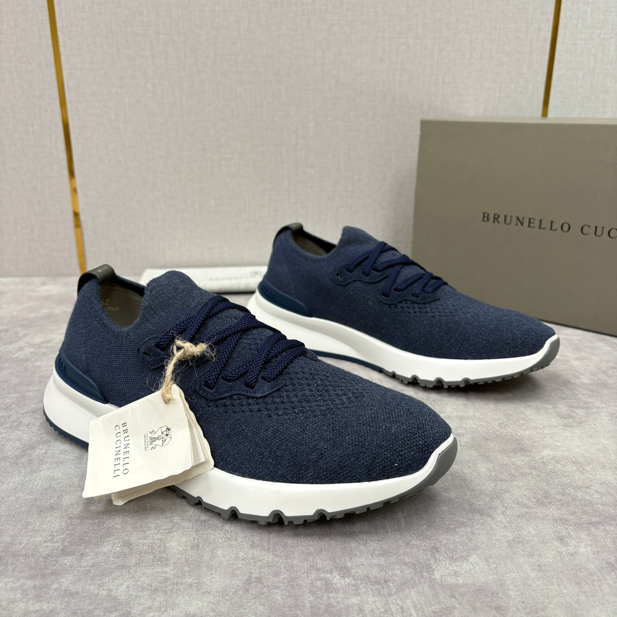 Grey Knit Lug-Sole Runner - Men's