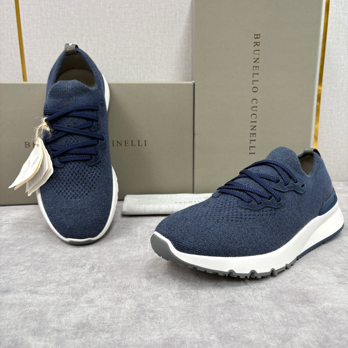Grey Knit Lug-Sole Runner - Men's