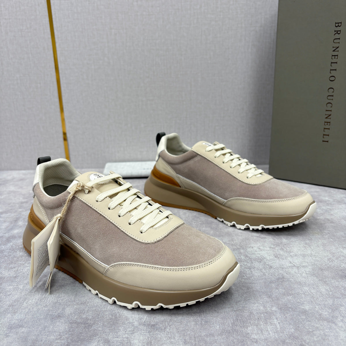 Navy Suede Panelled Runner - Men's