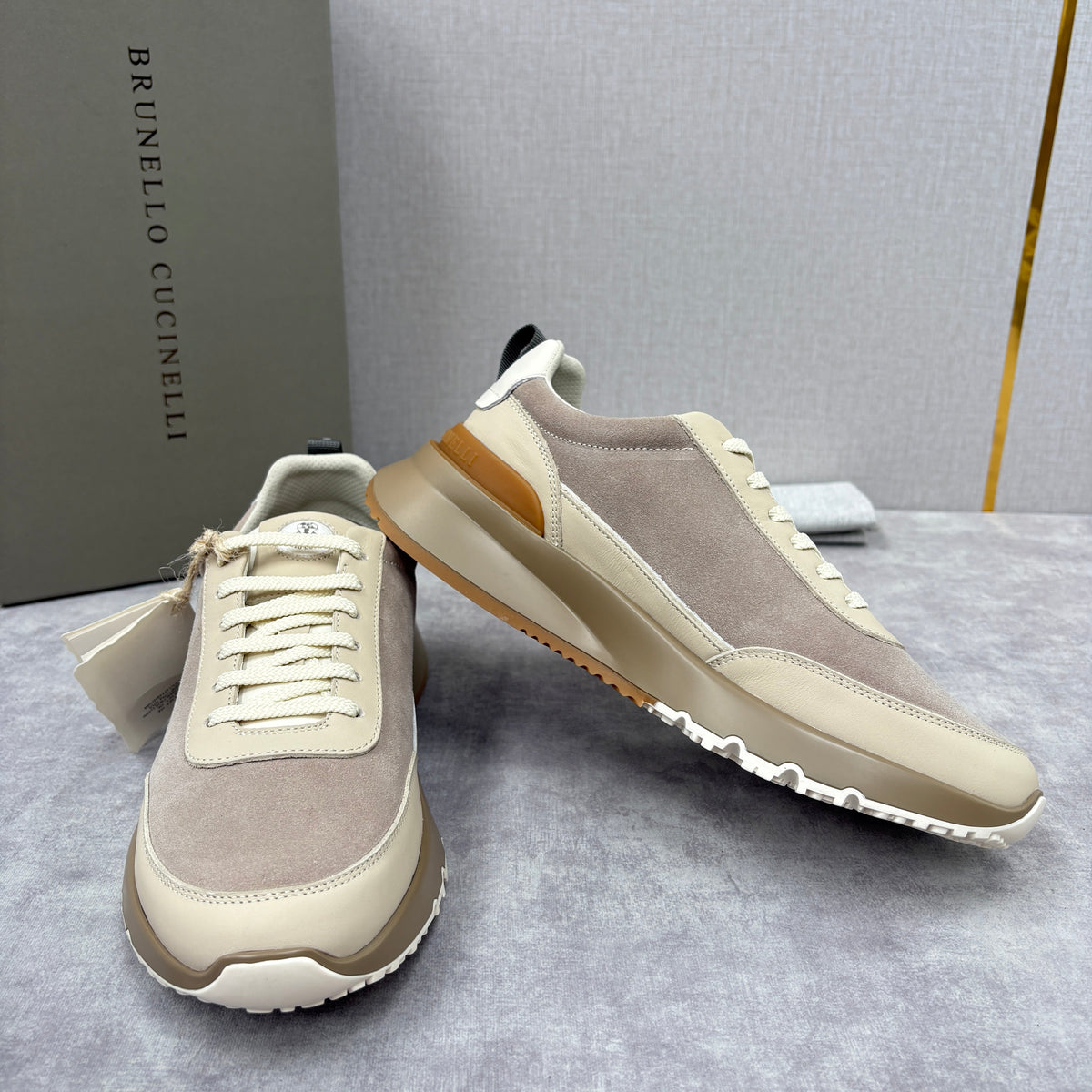 Navy Suede Panelled Runner - Men's