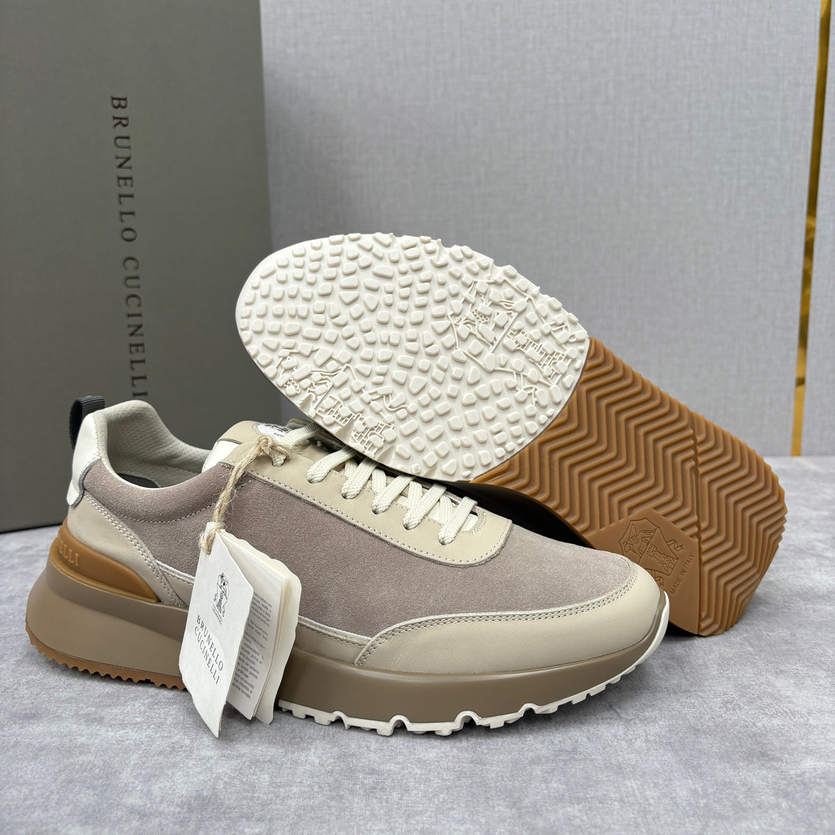 Navy Suede Panelled Runner - Men's