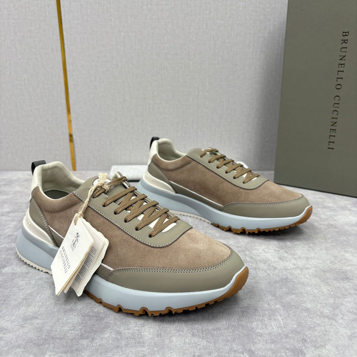 Navy Suede Panelled Runner - Men's