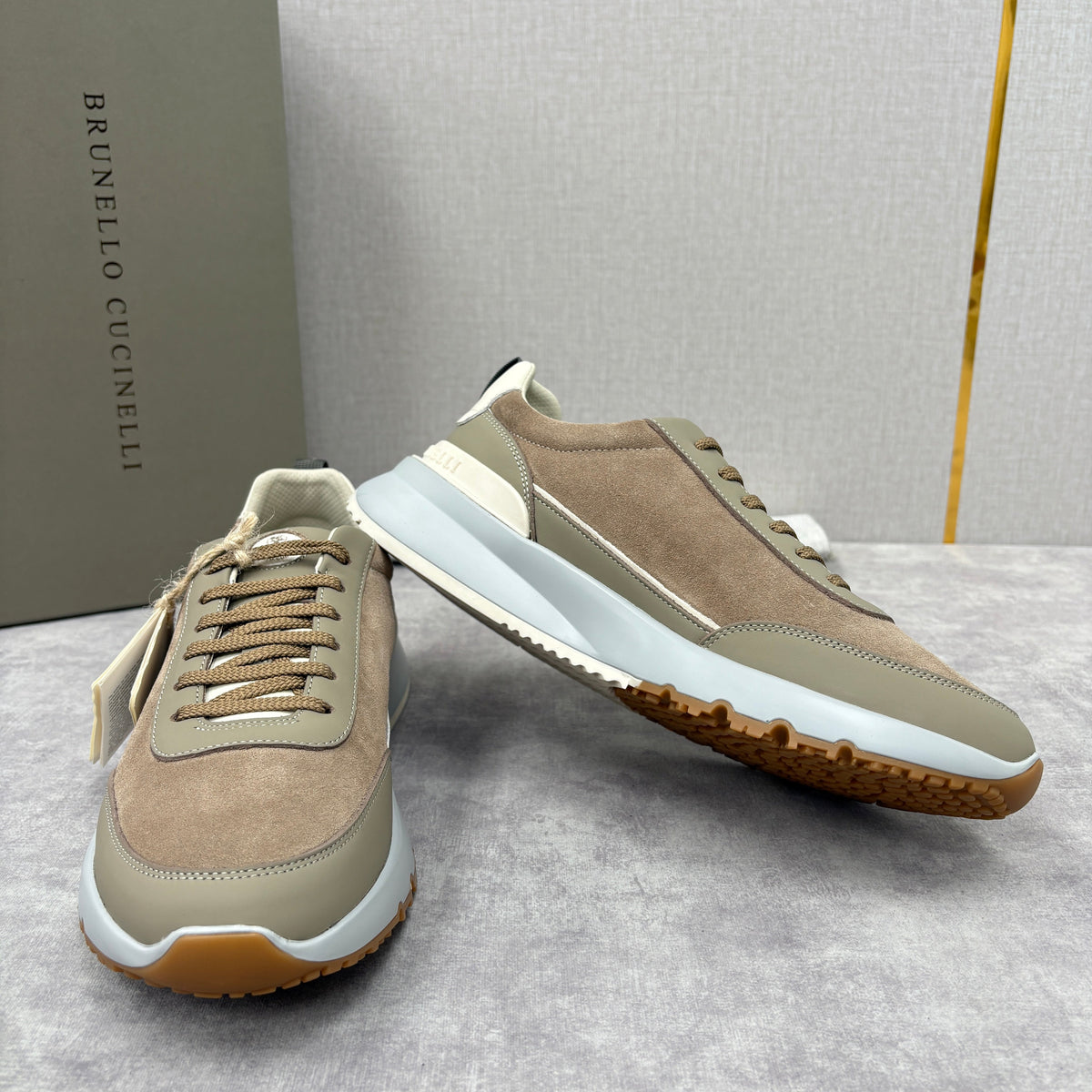 Navy Suede Panelled Runner - Men's