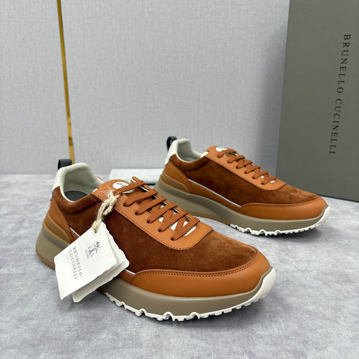 Olive Suede Panelled Runner - Men's
