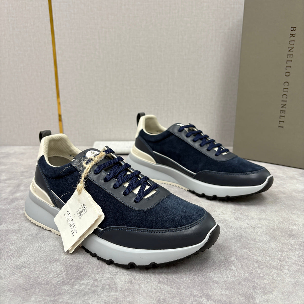 Olive Suede Panelled Runner - Men's